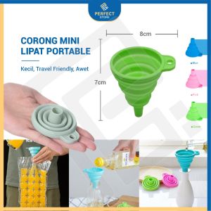 Corong Minyak Air Bahan Silicone Flexible Lipat Serbaguna Wadah Refill Sabun Saringan EsBatu Universal Mini Portable