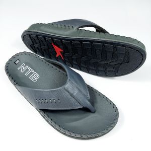 [HCM]DÉP KẸP NAM DA BÒ NTB.K7X ( ĐEN XÁM)