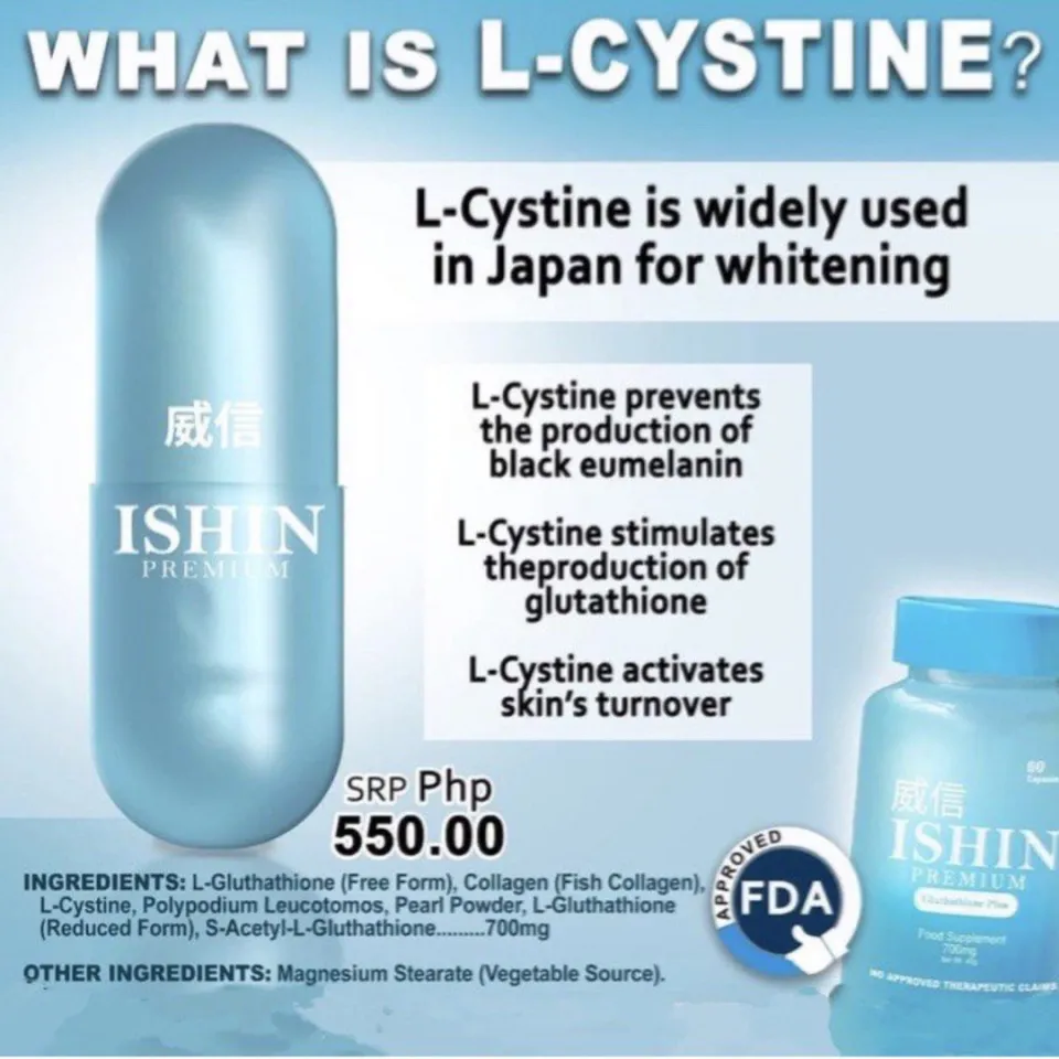 Authentic Ishin Premium Glutathione Plus Whitening Supplement Japan Formula  (FDA Approved) 60 caps Japan Formula Fda Approved Capsules - Lazada