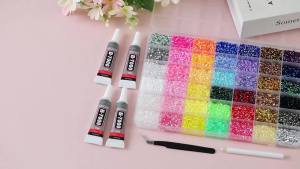 37800pcs Bedazzling Kit with 42 Colors Resin Jelly Rhinestones 4×10ml B7000 Jewelry Glue Multicolor 3mm Flatback Sparkling Gems for Nail Art Crafts Clothing Diamond Painting