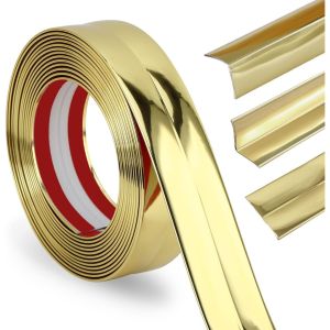 3M Wall Sticker Panjang List Plat Strip Mirror Stiker Dinding Garis Datar Bahan Stainless Steel Warna/Emas/Silver Pembatas Nat Keramik