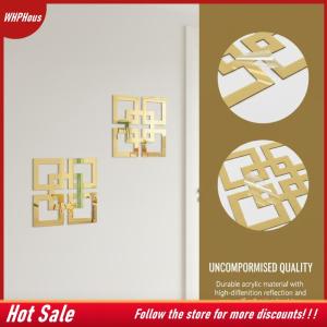 【COD】🔥🔥🔥 Acrylic Mirror Wall Sticker 3D Geometric Hollow Pattern Removable Modern Room Decor for Bedroom and Hallway