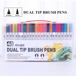 AICRANE Dual Tip Brush Pens 12/24/36/48/60/100 Colors Sketch Manga Drawing Dual Head Watercolor Marker Pen For Draw Animation Coloring Books Design Art Supplies