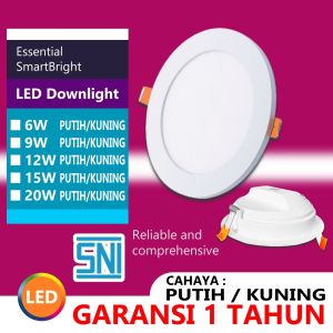 Lampu Downlight Panel Led 6w 9w 12w 15w 20w 12 Watt 15 Watt 20 Watt Cahaya Putih Kuning Bulat