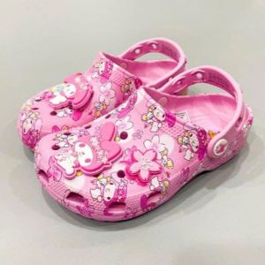 Giày sục crocs chuẩn xịn chống hôi chân nhựa tế bào êm mềm dẻo bền đi mưa lội nước đi biển cho trẻ em hình Mellody màu hồng kèm charm như hình