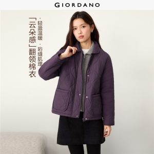 Giordano Beau Monde Women Doll collar big pockets wave quilted jacket Free Shipping 13376734