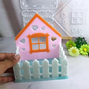 Nhà Và Hàng Rào Hình đồ trang trí để mặt bàn Khuôn chịu nhiệt độ Silicone Trang Trí Khuôn Crafting Công Cụ