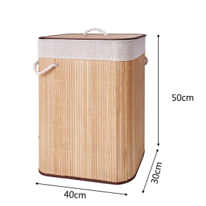 60CM Bamboo Woven Storage Basket Laundry Basket Organizer With Lid Breathable Clothes Toy Storage