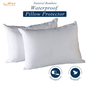 Waterproof Pillow Protector 50x70cm Bamboo Fiber Pillow Covers Pillowcase Set of 2 Bolster Case