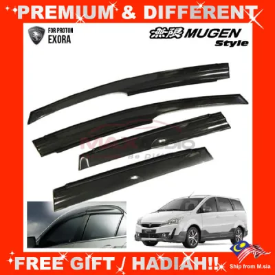 PROTON EXORA MUGEN Door Visor Grade A Premium Acrylic Smoke Black Rain Guard Window Car Air Press