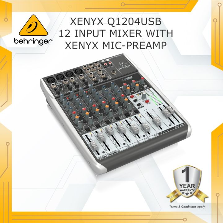 BEHRINGER XENYX Q1204USB Premium 12Input 2/2Bus Mixer with XENYX Mic