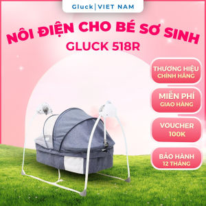 Nôi điện cho bé sơ sinh Gluck 518R nôi điện bập bênh tự động cho bé nằm ngủ êm ái điều khiển từ xa