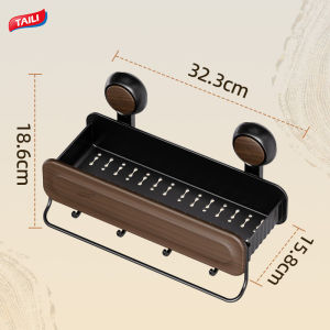 TAILI Bathroom Rack Mid-century Style Suction Cup No Punching Wall Storage Box