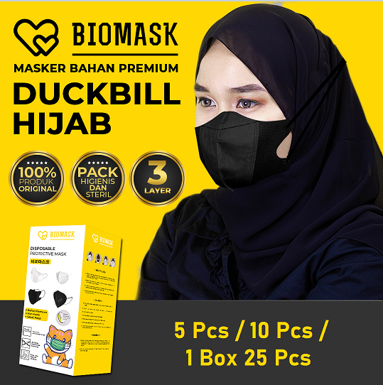 BIOMASK - Masker Duckbill Hijab 5 Pcs / 10 Pcs / 1 Box 25 Pcs 50 Pcs ...