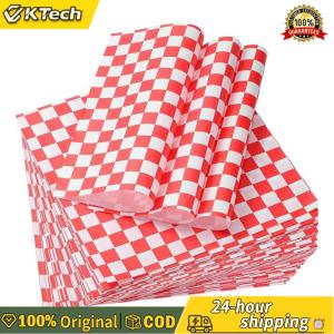 【Free Shipping】 High-Quality Red Checkered Wax Paper Sheets 30x30cm for Bread Cookies and Sandwich Wrapping Pack of 500