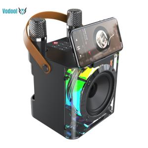 Wireless Karaoke Speaker with Dual Microphones Subwoofer Music Player Rechargeable High Power Karaoke Machine for Home Gathering Party [Vodool Official Center]