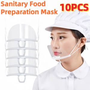 Sanitary Food Preparation Mask Food Sanitary Mask Cooking Guard Reusable Transparent Clear Anti Fog Spit Guard Anti Spitting Transparent Mask