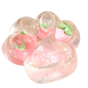 CHDHALTD Strawberry Fruit Cat Paw Squeeze Toy Transparent Kneading Cartoon Fidget Toy Interesting 3D Cat Paw Pinch Toy Children