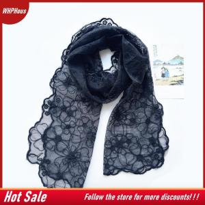 【COD】🔥🔥🔥 Small Lace Long f Women Embroidered Floral Summer Lightweight Versatile Shawl Daily Office Outfit