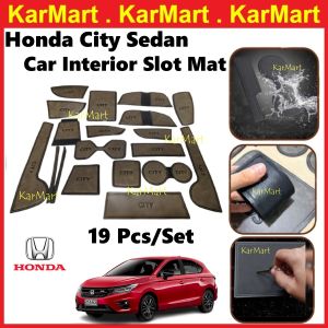 Honda City Sedan 2022 - 2025 Leather Interior Slot Mat Anti Slip Mat Car Accessories Coin Organizer Box Phone Compartment Coin Clean Drawer 2023 2024 2025