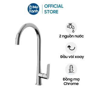 Vòi Rửa Chén Malloca K77C - 2 Nguồn Nóng Lạnh - Đồng Thau Mạ Chrome - Bộ Lọc Tạo Bọt - Chống Văng Nước - Hàng Chính Hãng
