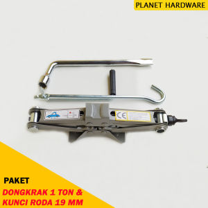 Paket Dongkrak Mobil Jembatan 1 Ton dan Kunci Roda Ukuran 19 mm COD Bayar Di Tempat / Planet Hardware