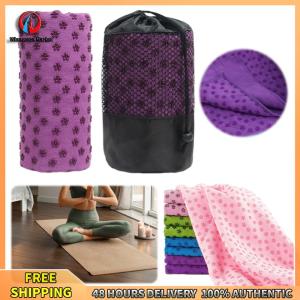 Winnereco Soft Hot Yoga Towel with Mesh Carrying Bag Sweat Absorbent Pilates Mat Non-Slip Fitness Meditation Mat for Home Office