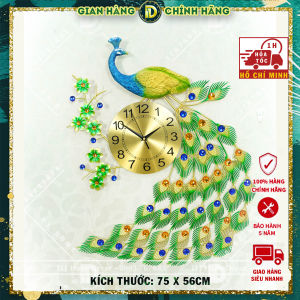 Đồng Hồ Treo Tường Con Chim Công Tài Lộc Chính Hãng D1 Home Kim Trôi Trang Trí Tường Decor Phòng Khách -CR