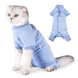 YITAQI Comfortable Cat Recovery Suit Breathable Adjustable Cat Sterilization Suit Cat Pajamas Solid Color Cat Weaning Suit Wounds Recovery