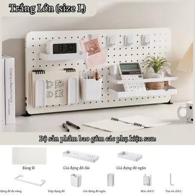 Bảng sắt pegboard đục lỗ để bàn trang trí tường