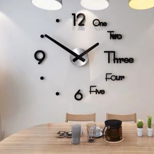 🔥【Readystock】 + FREE Shipping🔥 Modern Design Clock Watch Large Wall Clocks 3d Diy Acrylic Mirror Mechanism Stickers Home Living Room Decoration Quartz Needle