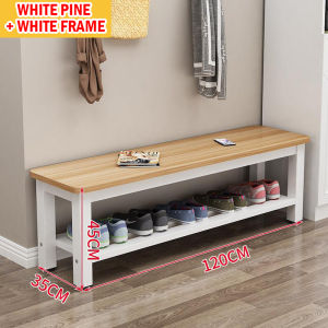Wooden Shoe Bench Shoe Rack Stool Household Shoe Changing Stool Bench Thickened Steel Support / Rainbow