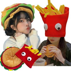 nutrition month costume fruit hat IUYJN Cute Party Hamburger Hat Creativity Cartoon Decorative Fries Hat Gift Lightweight Plush Toys Caps Halloween Party