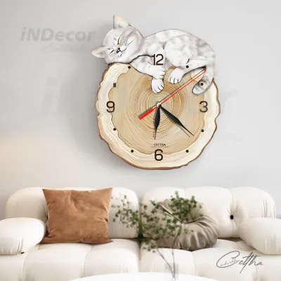 Jam Dinding Aesthetic Karakter Kucing / Jam Dinding Karakter Anak Hiasan Kamar Tidu