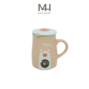 Ly Cốc Sứ Họa Tiết Hình Gấu Hồng Cute - Made4home size 400ml