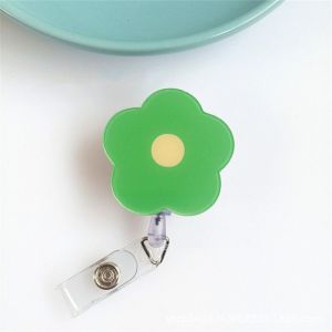 GENENIC Flower Nurse Badge Reel Name Tag Chest Card ID Card Holder Kawaii Acrylic Easy Pull Buckle Office School Supplies
