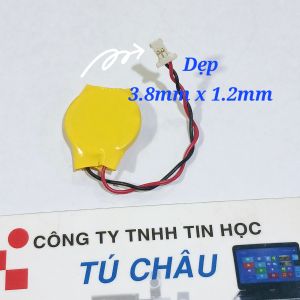 Pin Cmos 2032 CR2032 - 3V (Loại 2 dây 2 lổ) / Đầu cắm: 3.8mm X 1.2mm (Dẹp hai râu)