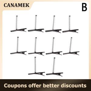 【 CANAMEK 】 10Pcs Black Metal Pinch Alligator Hair Clips 40mm With Wire Coil Spring Craft Hairpin For Fashion Party Favor Children Toy