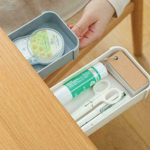 Hidden Drawer Storage Box Under Table Stationery Case Desk Organizer