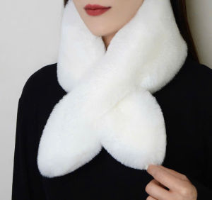 Khăn Chéo Lông Mềm Cổ Điển Cao Cấp – Chất Lông Giả Thỏ Ấm Áp Dễ Phối Áo Khoác Tôn Vẻ Sang Trọng Mùa Lạnh Cuối Năm