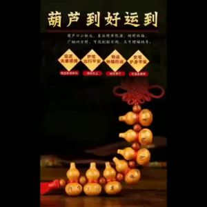 Peach Wood Carving HuLu FengShui Natural Gourd Household Decoration Car Hanger Peach Wood Carved Five Blessings Gourd Feng Shui Pendant Smooth Sailing Five blessings Perfect in every way Peach wood gourd pendant natural gourd home decoration ca