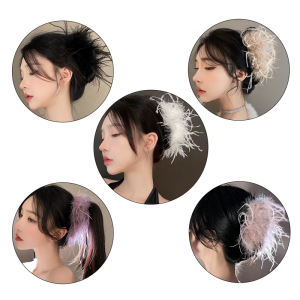 Hair Claw Clip for Feather 1920s Large Claw Hair Barrettes Unique Adornment Hairpin Fashion Unique Ornamentation