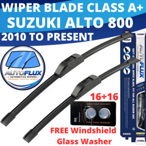 AutoFlux Wiper Blade Class A+ Suzuki Alto 800 2010 To Present FREE Windshield Glass Washer Set 16+16