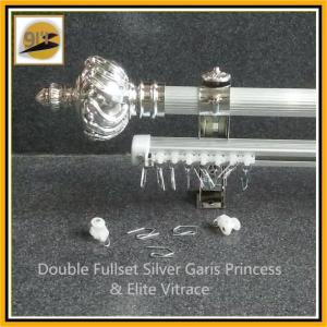 Besi Gorden 4 meter Double Fullset Rollet Princess Batang Ulir Ganda dan Rel Elite Vitrase