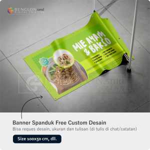 PRINT CETAK SPANDUK BANNER MIE AYAM BAKSO WARNA HIJAU FREE DESAIN