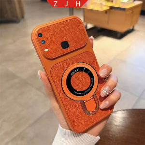 Suitable For Vivo Y11 Y12 Y15 Y17 Leather Phone Case Folding Bracket Shockproof Casing With U Magnetic Suction