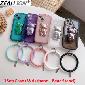 Zeallion Ốp Điện Thoại Mềm Trong Suốt Phong Cách Instagram Thời Trang Cho [iPhone 13 12 Pro Max 11 X XS XR 7 8 Plus] Ốp Đứng Có Giá Đỡ Gấu Dây Đeo Cổ Tay Hình Tròn