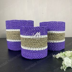 Keranjang Loly Anyaman Cover Pot Seagrass Vas Bunga 3 in 1 - Kerajinan Anyaman Jogja