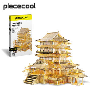 Piececool 3D Metal Puzzles -Tengwang Pavilion DIY Model Building Kits Architecture Building Blocks Jigsaw Puzzle for Adults Birthday Gift for Kids