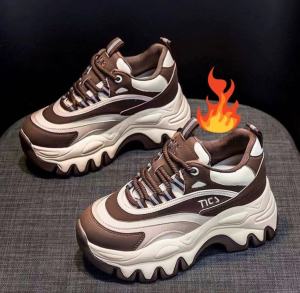 Angelie  (มาใหม่) รองเท้าผ้าใบผู้หญิง รองเท้าแฟชั่นสไตส์เกาาหลีสุดฮิต เสริมส้น7cm พร้อมส่ง NO.B056